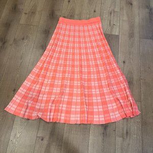 Kate Spade New York Pink Pleated Checkered Long Skirt Size XL